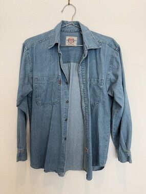 Vintage 90s Bugle Boy Light Blue Denim Button-Down Shirt